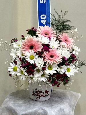 ısparta papatya ve gerbera aranjmanı